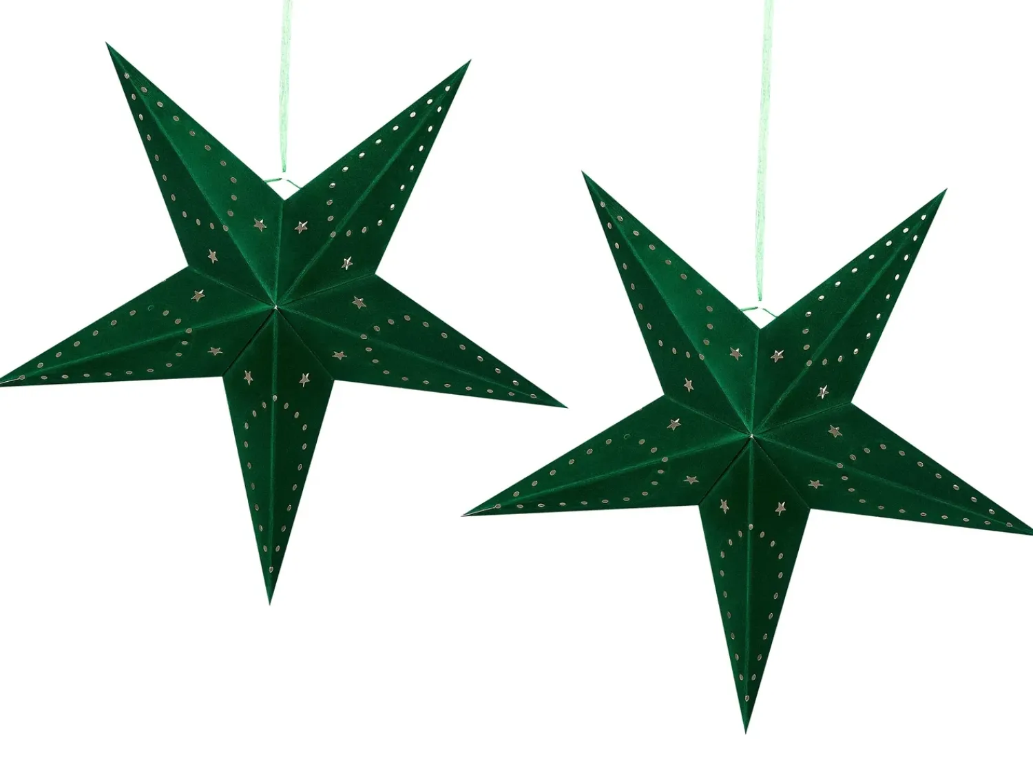 Beliani Set di 2 decorazioni da appendere LED MOTTI Stella smeraldo Verde