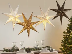 Beliani Set di 4 decorazioni da appendere LED TRISUL Stella 60 cm Multicolore
