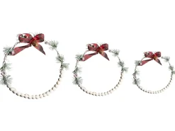 New Beliani Set di 3 decorazioni da appendere LED KEITELE Ghirlanda 25/30/35 cm Bianco Bianco Rosso Verde