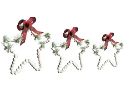 Online Beliani Set di 3 decorazioni da appendere LED KALLAVESI Stella 25/30/35 cm Bianco Bianco Rosso Verde