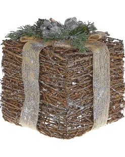 Hot Beliani Set di 2 decorazioni natalizie INARI Regali di Natale 28/21 cm Argento Beige Argento Naturale Verde