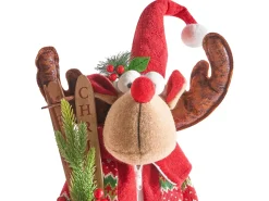 Discount Beliani Set di 2 decorazioni natalizie ULDALSANA Renna 66-95 cm Multicolore Marrone Rosso Multicolore Verde