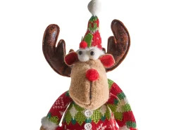 Best Beliani Set di 2 decorazioni natalizie VATNDALSVATNET Renna 38 cm Multicolore Marrone Rosso Multicolore Verde