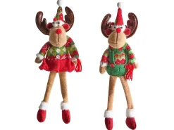 Best Beliani Set di 2 decorazioni natalizie VATNDALSVATNET Renna 38 cm Multicolore Marrone Rosso Multicolore Verde
