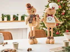 Online Beliani Set di 2 decorazioni natalizie EIKEREN Omino di pan di zenzero 55 cm Marrone Bianco Marrone