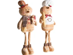 Online Beliani Set di 2 decorazioni natalizie EIKEREN Omino di pan di zenzero 55 cm Marrone Bianco Marrone