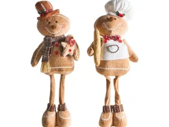 Online Beliani Set di 2 decorazioni natalizie EIKEREN Omino di pan di zenzero 55 cm Marrone Bianco Marrone