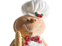 Online Beliani Set di 2 decorazioni natalizie EIKEREN Omino di pan di zenzero 55 cm Marrone Bianco Marrone