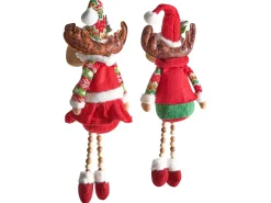 New Beliani Set di 2 decorazioni natalizie GEITSJOEN Renna 55/58 cm Multicolore Marrone Rosso Multicolore Verde