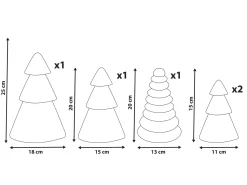 Beliani Set di 5 decorazioni natalizie VORMA Albero di Natale 25 cm Beige/Verde Beige Verde