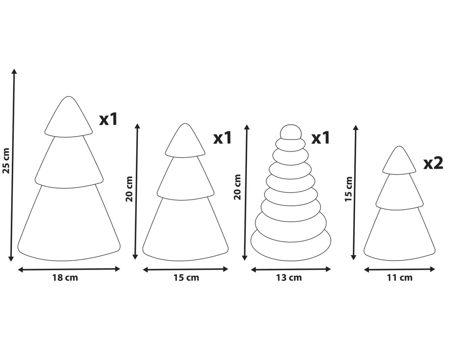 Beliani Set di 5 decorazioni natalizie VORMA Albero di Natale 25 cm Beige/Verde Beige Verde