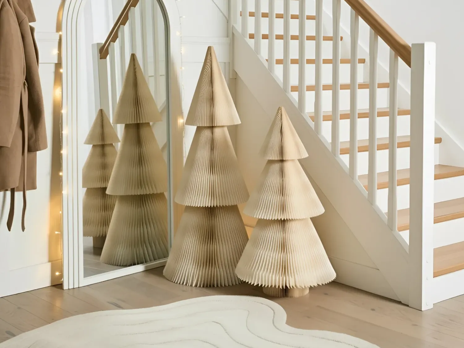 Best Beliani Set di 2 decorazioni natalizie VEFSNA Albero di Natale 90/122 cm Beige