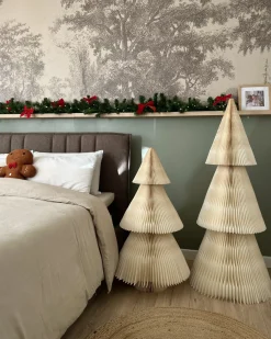 Best Beliani Set di 2 decorazioni natalizie VEFSNA Albero di Natale 90/122 cm Beige