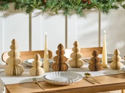 Hot Beliani Set di 6 decorazioni natalizie RANELVA Albero di Natale 14/19/25 cm Marrone/Beige Beige Marrone