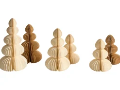 Hot Beliani Set di 6 decorazioni natalizie RANELVA Albero di Natale 14/19/25 cm Marrone/Beige Beige Marrone