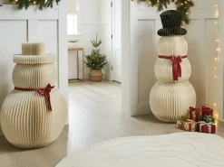 Outlet Beliani Set di 2 decorazioni natalizie KLARALVEN Pupazzo di neve 90/124 cm Beige