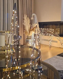Discount Beliani Set di 2 decorazioni natalizie LED NEIDEN Albero di Natale 52/38 cm Argento Nero