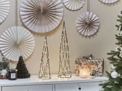 Discount Beliani Set di 2 decorazioni natalizie LED NEIDEN Albero di Natale 52/38 cm Argento Nero