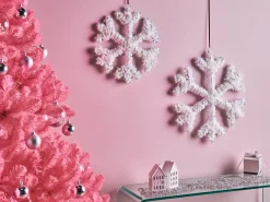 Outlet Beliani Set di 2 decorazioni natalizie LED GURRE Fiocco di neve 40/50 cm Bianco
