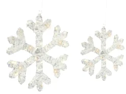 Outlet Beliani Set di 2 decorazioni natalizie LED GURRE Fiocco di neve 40/50 cm Bianco