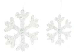 Outlet Beliani Set di 2 decorazioni natalizie LED GURRE Fiocco di neve 40/50 cm Bianco