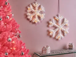 Outlet Beliani Set di 2 decorazioni natalizie LED GURRE Fiocco di neve 40/50 cm Bianco