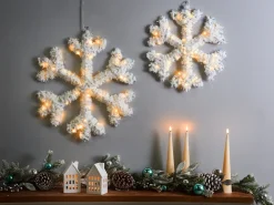 Outlet Beliani Set di 2 decorazioni natalizie LED GURRE Fiocco di neve 40/50 cm Bianco