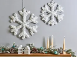 Outlet Beliani Set di 2 decorazioni natalizie LED GURRE Fiocco di neve 40/50 cm Bianco