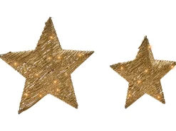 Online Beliani Set di 2 decorazioni natalizie LED HAMPEN Stella 24/30 cm Oro