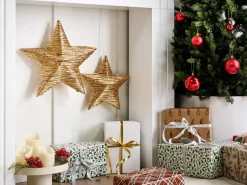 Online Beliani Set di 2 decorazioni natalizie LED HAMPEN Stella 24/30 cm Oro