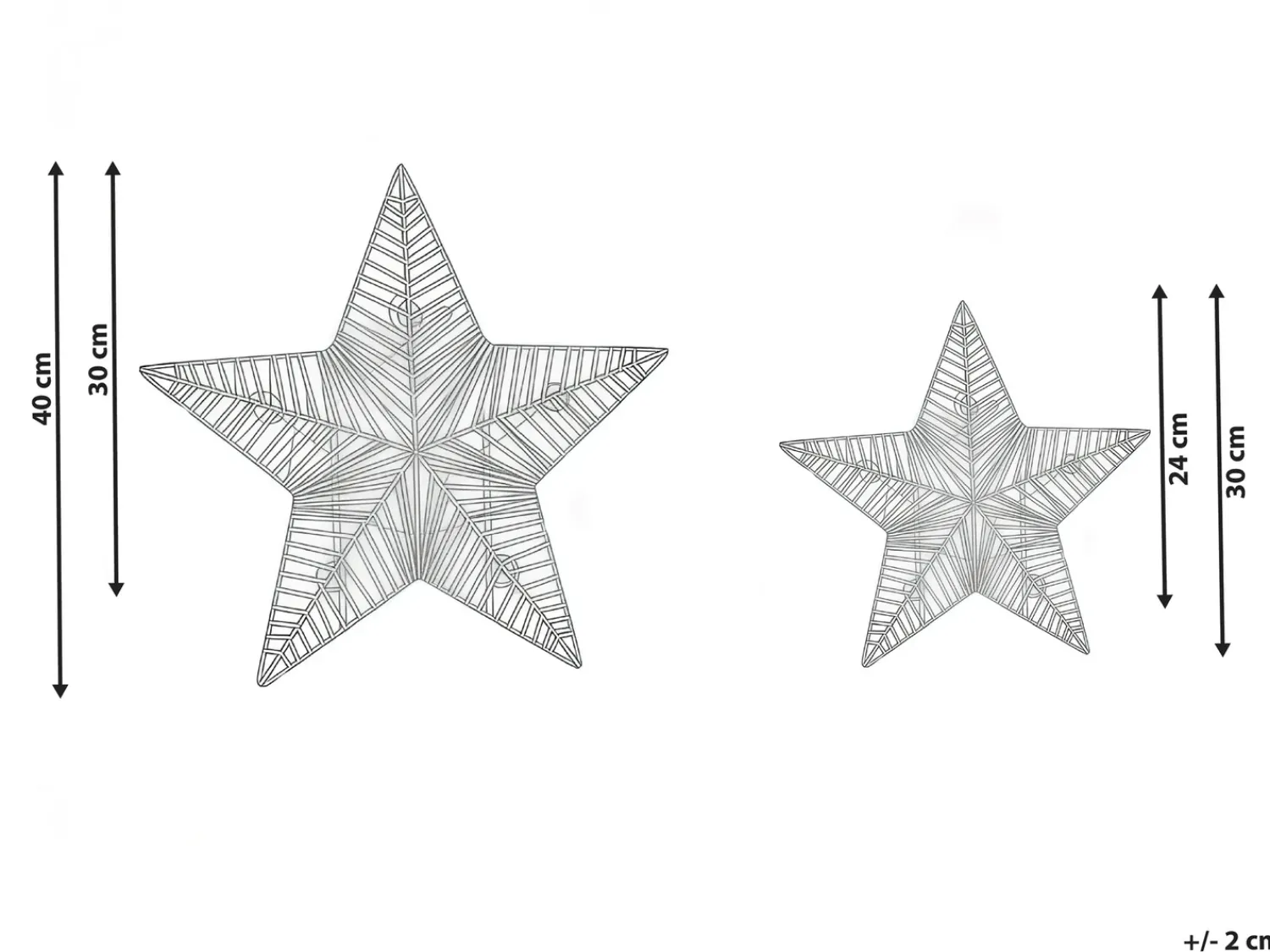 Online Beliani Set di 2 decorazioni natalizie LED HAMPEN Stella 24/30 cm Oro