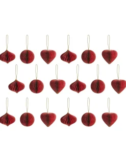Hot Beliani Set di 18 decorazioni per l'albero di Natale SUSA Carta Rosso
