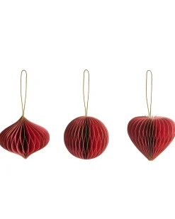 Hot Beliani Set di 18 decorazioni per l'albero di Natale SUSA Carta Rosso