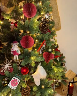 Hot Beliani Set di 18 decorazioni per l'albero di Natale SUSA Carta Rosso