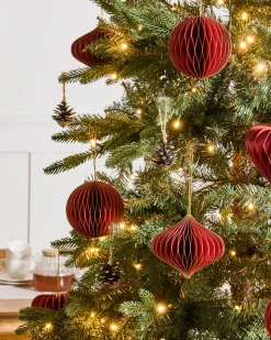Hot Beliani Set di 18 decorazioni per l'albero di Natale SUSA Carta Rosso