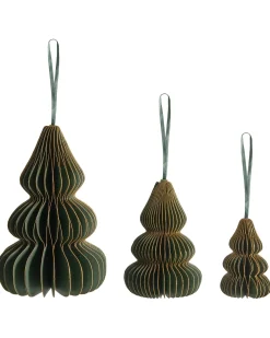 Hot Beliani Set di 19 decorazioni per l'albero di Natale ORKLA Carta Verde