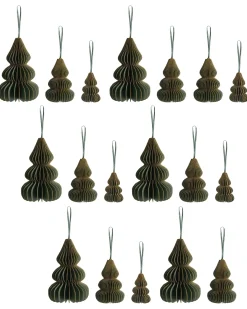 Hot Beliani Set di 19 decorazioni per l'albero di Natale ORKLA Carta Verde