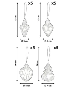 Discount Beliani Set di 20 decorazioni per l'albero di Natale ALTAELVA Carta Beige