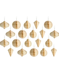 Sale Beliani Set di 20 decorazioni per l'albero di Natale JOLSTRA Carta Beige