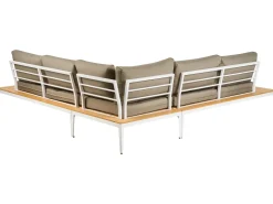 Beliani Set di divani angolari da giardino 5 posti POSITANO Grigio Bianco Marrone Grigio