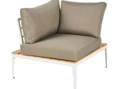 Beliani Set di divani angolari da giardino 5 posti POSITANO Grigio Bianco Marrone Grigio