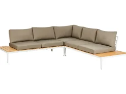 Beliani Set di divani angolari da giardino 5 posti POSITANO Grigio Bianco Marrone Grigio