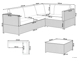Outlet Beliani Set di divani angolari da giardino 4 posti AVOLA Lato Sinistro Rattan sintetico (PE) Grigio