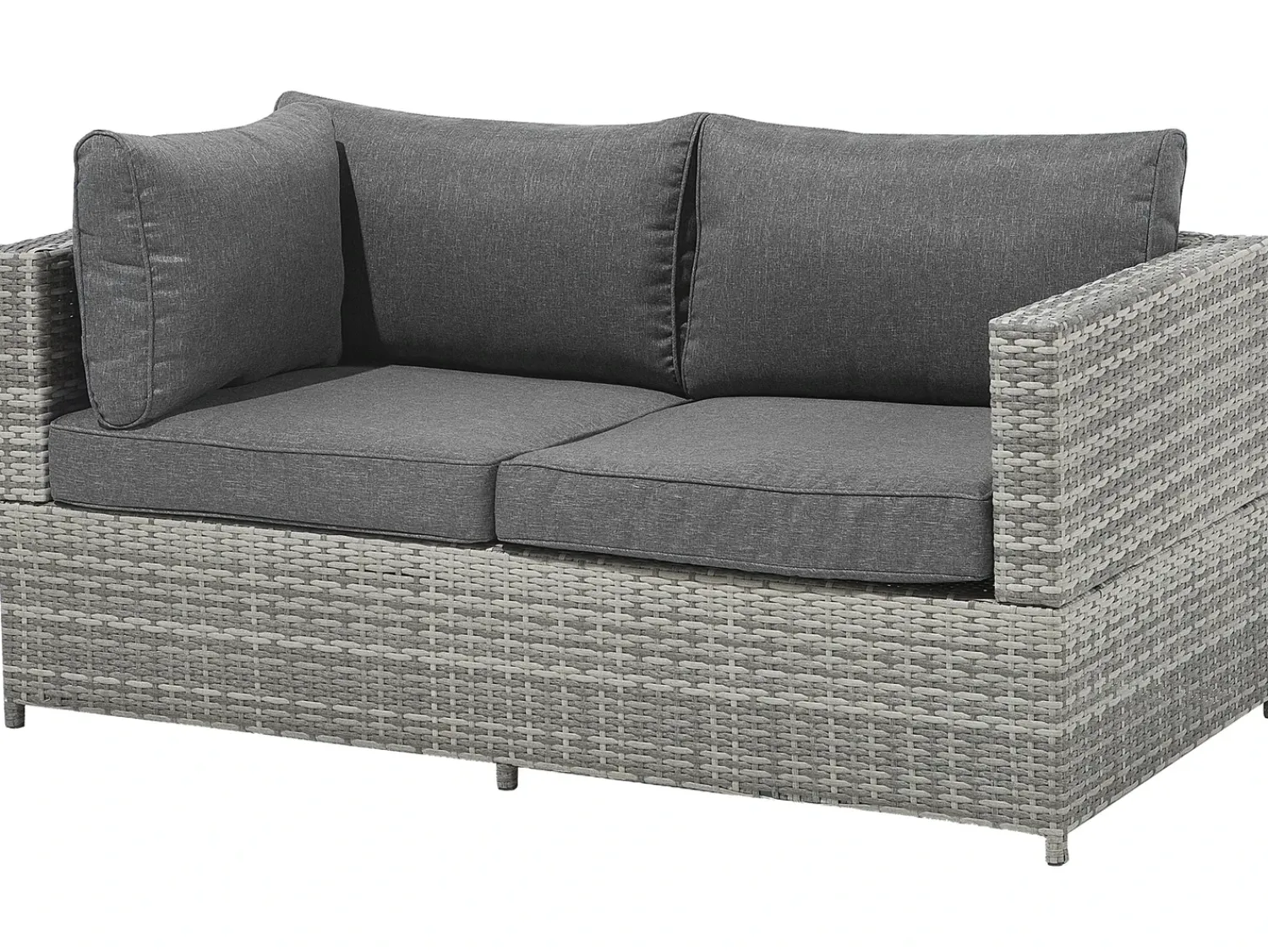 Outlet Beliani Set di divani angolari da giardino 4 posti AVOLA Lato Sinistro Rattan sintetico (PE) Grigio
