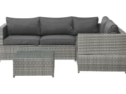 Outlet Beliani Set di divani angolari da giardino 4 posti AVOLA Lato Sinistro Rattan sintetico (PE) Grigio