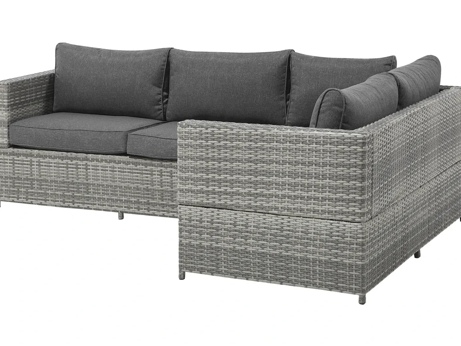 Outlet Beliani Set di divani angolari da giardino 4 posti AVOLA Lato Sinistro Rattan sintetico (PE) Grigio