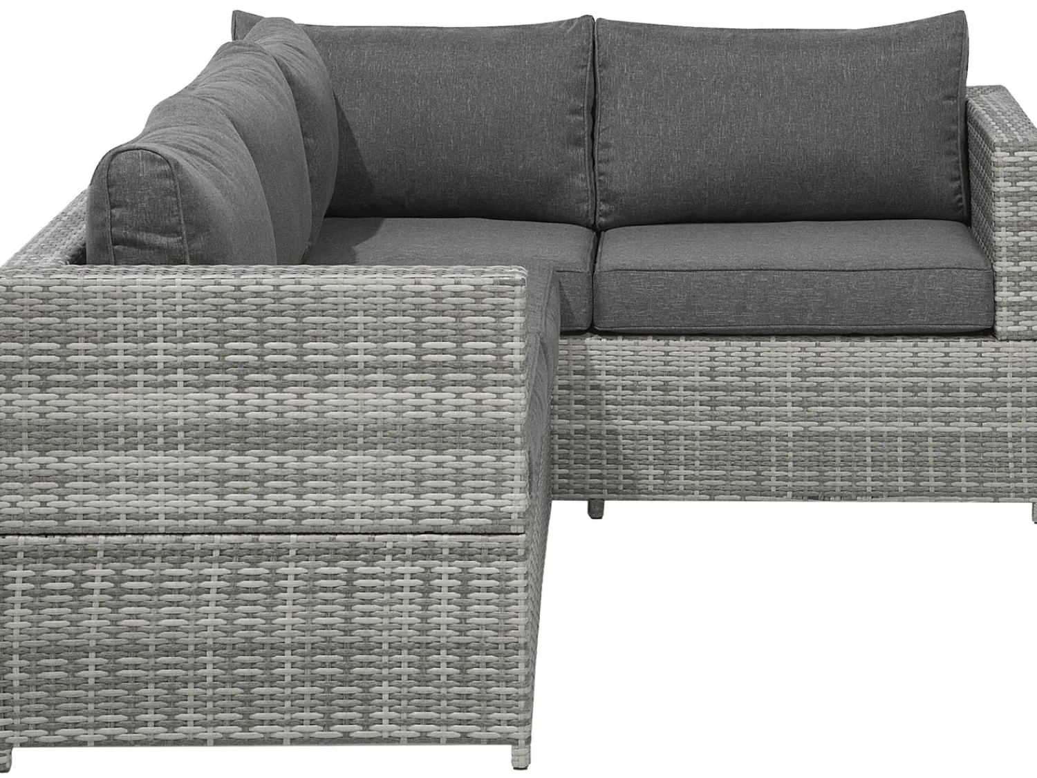Outlet Beliani Set di divani angolari da giardino 4 posti AVOLA Lato Sinistro Rattan sintetico (PE) Grigio
