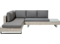 Discount Beliani Set di divani angolari da giardino 5 posti LANCIANO Lato destro Rattan sintetico (PE) Grigio Beige Grigio