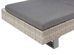 Discount Beliani Set di divani angolari da giardino 5 posti LANCIANO Lato destro Rattan sintetico (PE) Grigio Beige Grigio