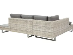 Discount Beliani Set di divani angolari da giardino 5 posti LANCIANO Lato destro Rattan sintetico (PE) Grigio Beige Grigio